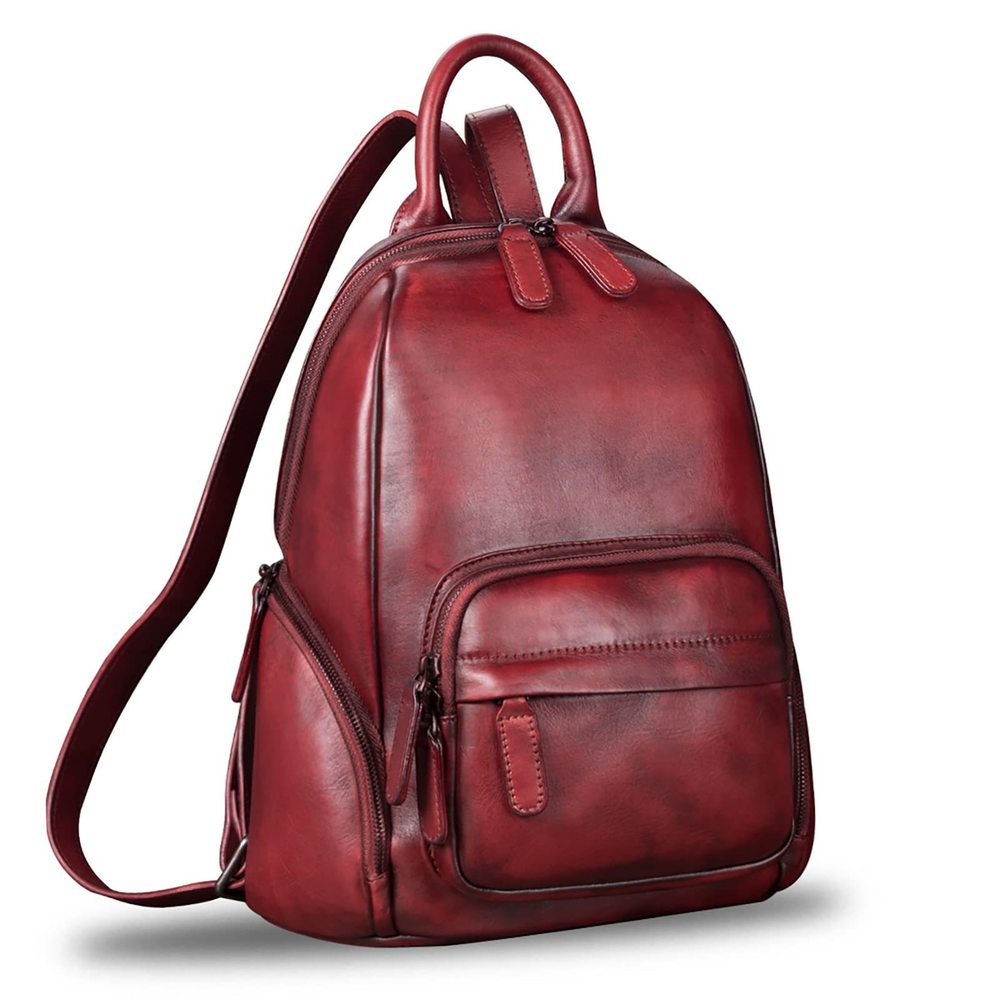 Genuine Leather Backpack Vintage Real Leather Knapsack Purse >:(
